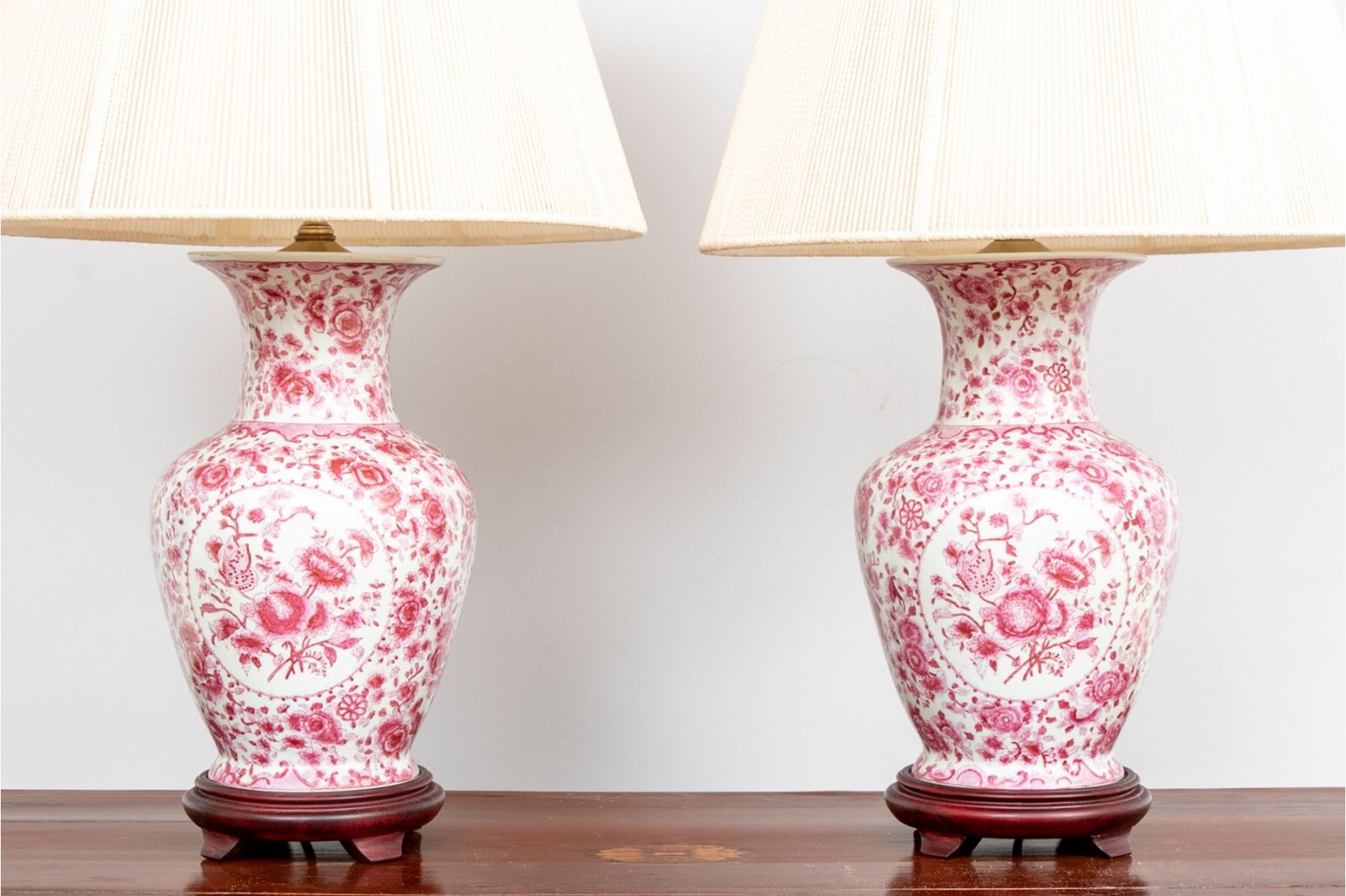 PAIR OF CHINESE EXPORT ENAMELLED PORCELAIN VASES MOUNTED AS TABLE LAMPS